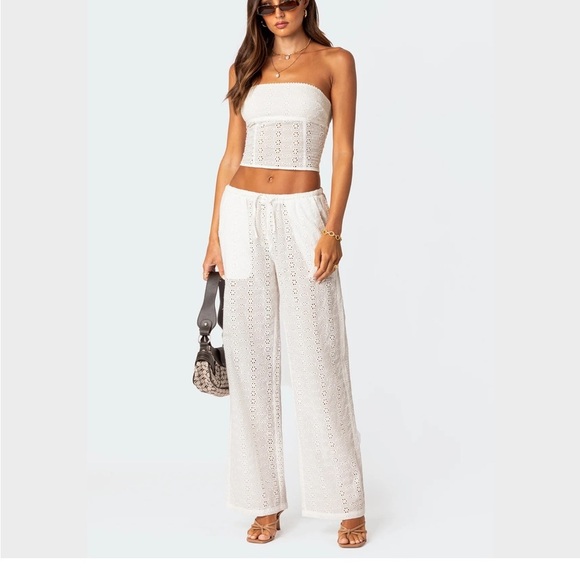 Edikted Pants - Edikted Women’s Lemon Lacey Cotton Pants XS